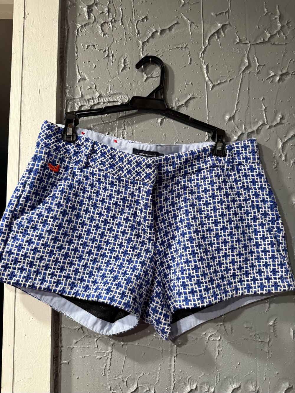 crown & ivy Blue and White Geometric Bike Shorts
